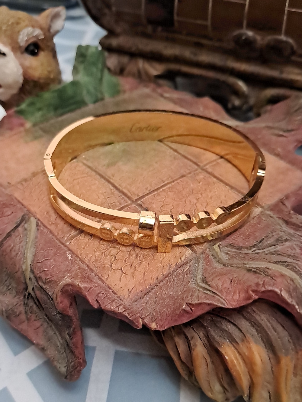 Fashion  Inspired Gold Screw Motif Bangle Bracelet